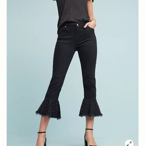 Pilcro Embellished High-Rise Slim Flounced Jeans